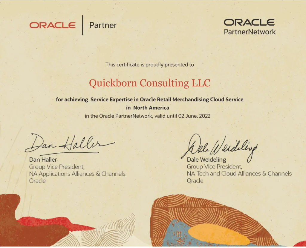 Quickborn is now a certified Oracle Retail Merchandising Cloud Service Expert in North America